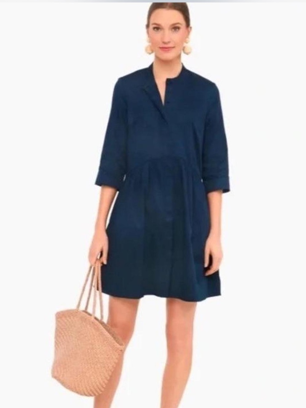 NWOT TUCKERNUCK Royal Shirt Mini Dress XS Navy Blue Cotton Casual Travel Preppy
